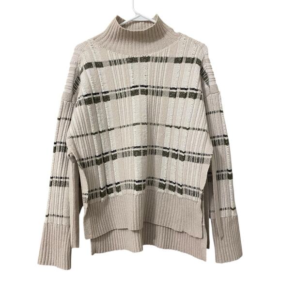 3.1 Phillip Lim Abstract Float Plaid Sweater XS Mock Neck Tie Sides Split Hem - Picture 10 of 10